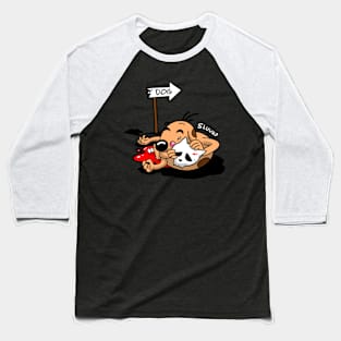 Funny Scary Twin Savage Cat And Dog Macabre For Animal Lovers Baseball T-Shirt